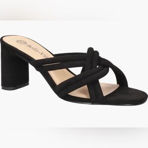 Bella Vita Carmen Knotted Slides in Black - Size 7.5 WW (Extra Wide) (NWOB)